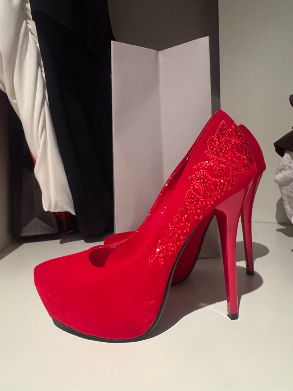 Women's Red Embellished Stiletto Heels